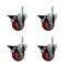 Service Caster 35 Inch Red Polyurethane Wheel Swivel 34 Inch Threaded Stem Caster Set with Brake SCC SCC-TS20S3514-PPUB-RED-PLB-34212-4 - alternate 1